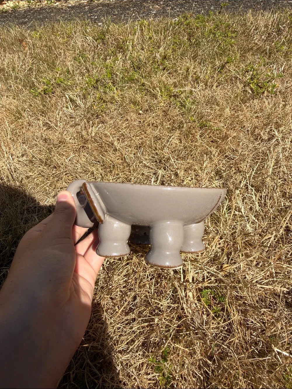 Home Essentials Taupe Ceramic Elephant Planter/ serving dish (Hard to find )